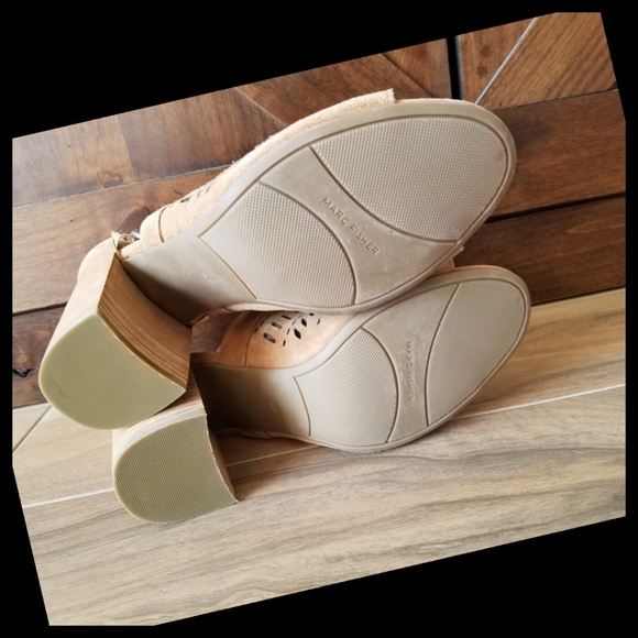 Marc Fisher geela tan chunky heel sandals 9.5 - Picture 4 of 10